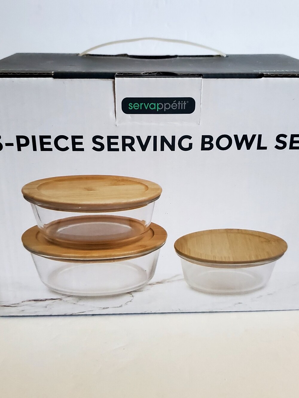 Servappétit Glass Serving Bowl Set with Bamboo Lids - Natural